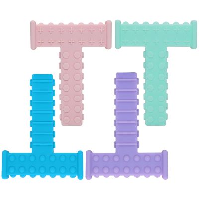 Sensory Chew Tubes Toys for Autistic Children, 4 Pack T Shape Oral Motor Tool for ADHD, SPD Special Needs Kids, Silicone Chewy Sticks Toys for Boys and Girls