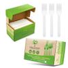 Treeatery - Compostable Forks, Plant Based Compostable Utensils, BPI-Certified Disposable Cutlery, Compostable Forks Bulk Value Pack, 500 Pieces, Ivory White view 1