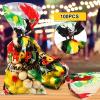 100 Pcs Juneteenth Party Cellophane Treat Bags Red Yellow Green Black Plastic Goody Gift Candy Bags with Silver Twist Ties for African Afro American Festival Celebration Happy Juneteenth Jamboree view 3