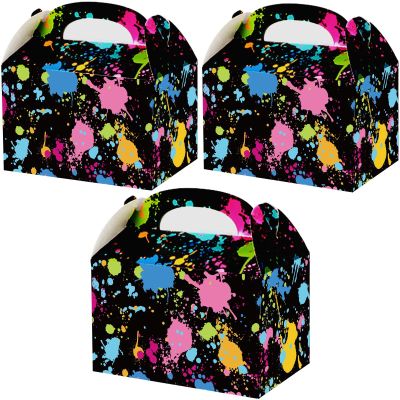 chiazllta Glow Party Gift Treat Boxes, 12 Pieces Neon Paper Boxes for Birthday Party Decoration Supplies Kraft Paper, Wide Applications