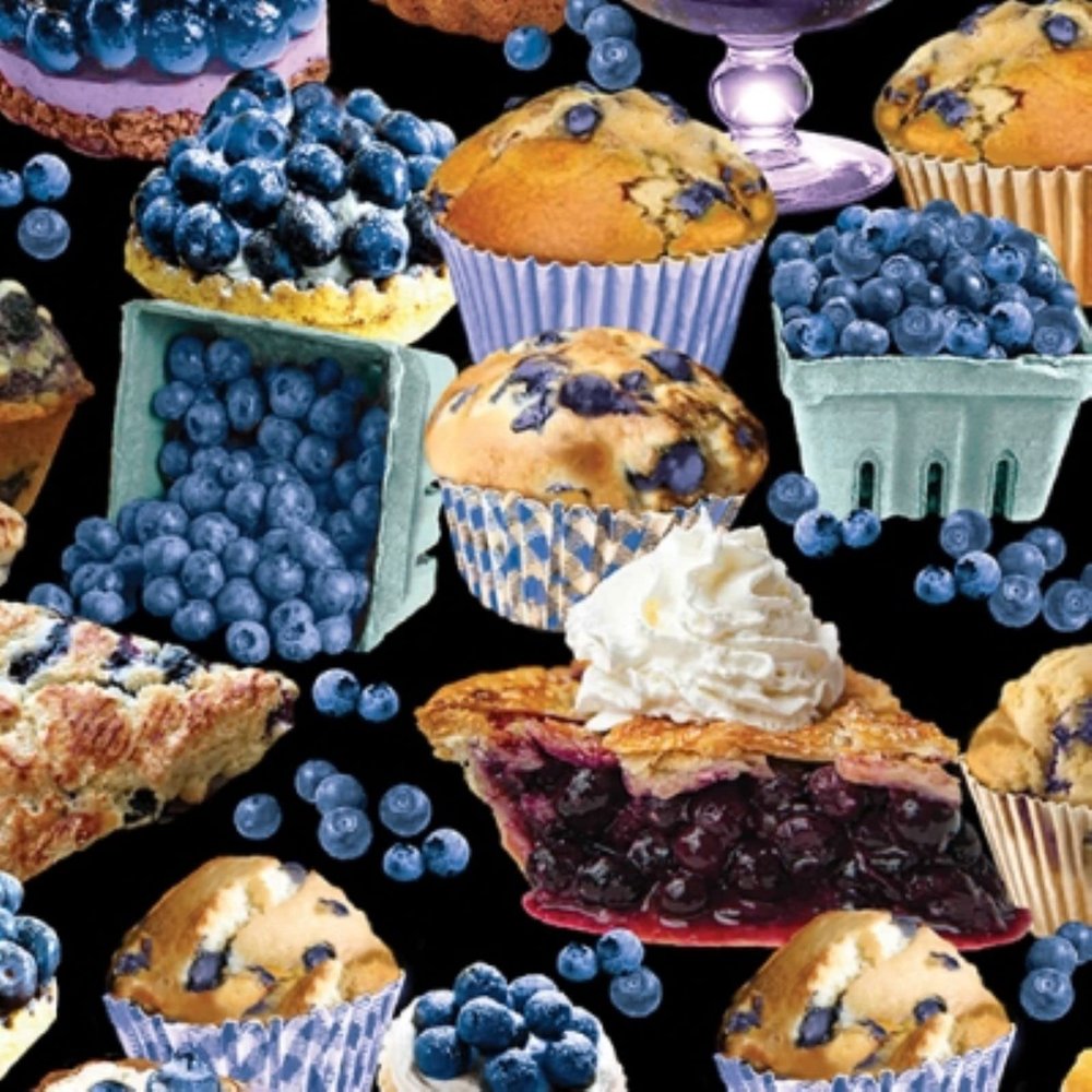 Benartex Blueberry Hill 12637 12 Black Blueberry Treats