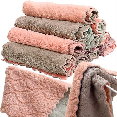 12 Pack Kitchen Towels Quick Dry Washcloths, Coral Velvet Dishtowels Multipurpose Reusable Dish Cloths, Soft Tea Towels Absorbent Cleaning Cloths Double-Sided Microfiber Towel Lint Free Cleaning Rags.