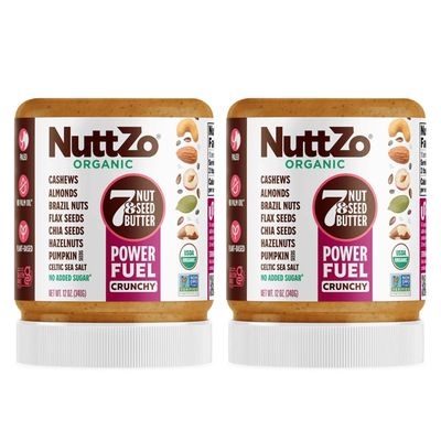 NuttZo Organic Power Fuel 7 Nuts and Seeds Butter, Crunchy, Paleo and Keto Friendly, Peanut and Gluten Free, Vegan, Kosher, No Added Sugar or Oil, 12 oz Jar, 2 Pack