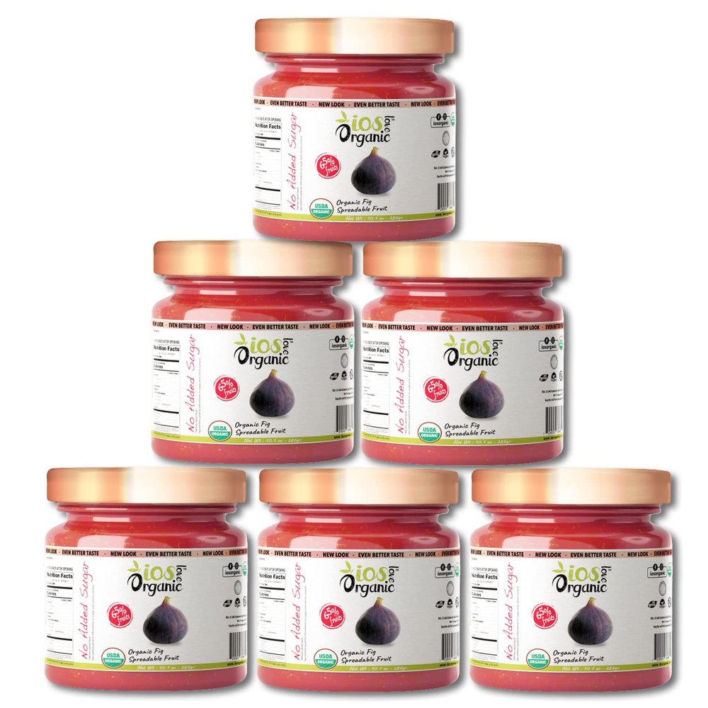 IOS Love Organic Spreadable Fruit - USDA Organic Certified 65% Fruits - Non-GMO, Vegan, Gluten Free, Kosher, NO Added Sugar, Net. Wt. 10.1Oz (Turkish Fig, 10.1 Oz (Pack of 6))