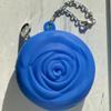 Adorable Pink Peri - Menstrual Period Cup Case Storage Bag | Rose Design + Silicon Material | Easy to Carry, Clean, and use | Metal Chain Attached | Multi-use for Any Small Items - Blue view 2