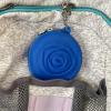 Adorable Pink Peri - Menstrual Period Cup Case Storage Bag | Rose Design + Silicon Material | Easy to Carry, Clean, and use | Metal Chain Attached | Multi-use for Any Small Items - Blue view 4