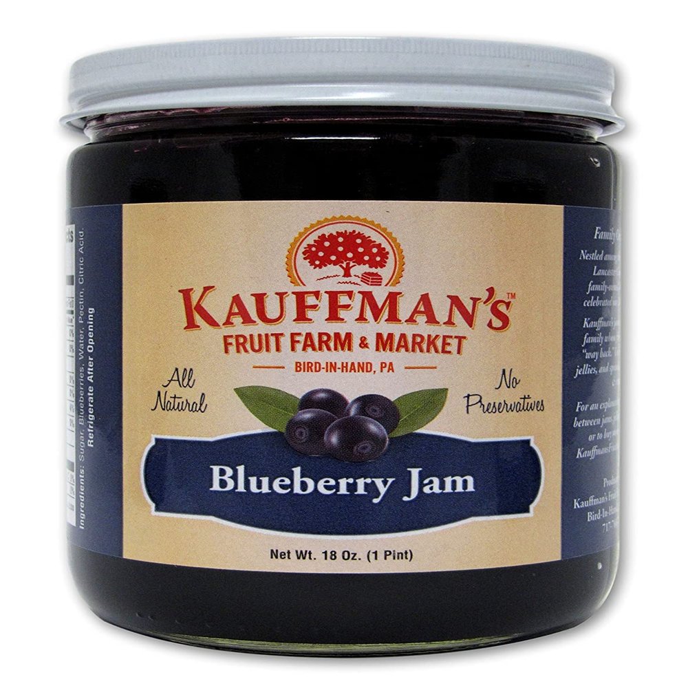 Kauffman Orchards Blueberry Jam, All Natural, No Preservatives, 18 Oz. (Pack of 6)