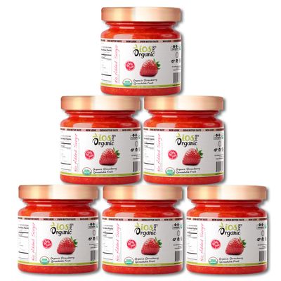 IOS Love Organic Spreadable Fruit - USDA Organic Certified 65% Fruits - Non-GMO, Vegan, Gluten Free, Kosher, NO Added Sugar, Net. Wt. 10.1Oz (Strawberry, 10.1 Oz (Pack of 6))