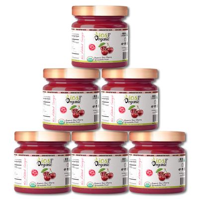 IOS Love Organic Spreadable Fruit - USDA Organic Certified 65% Fruits - Non-GMO, Vegan, Gluten Free, Kosher, NO Added Sugar, Net. Wt. 10.1Oz (Sour Cherry, 10.1 Oz (Pack of 6))