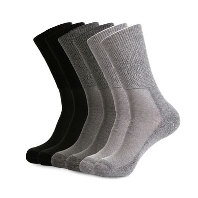 1SOCK2SOCK 6 Pack Diabetic Crew Socks, Therapeutic, Non-Binding Circulatory Silky Soft Cushioned Socks Grey Medium