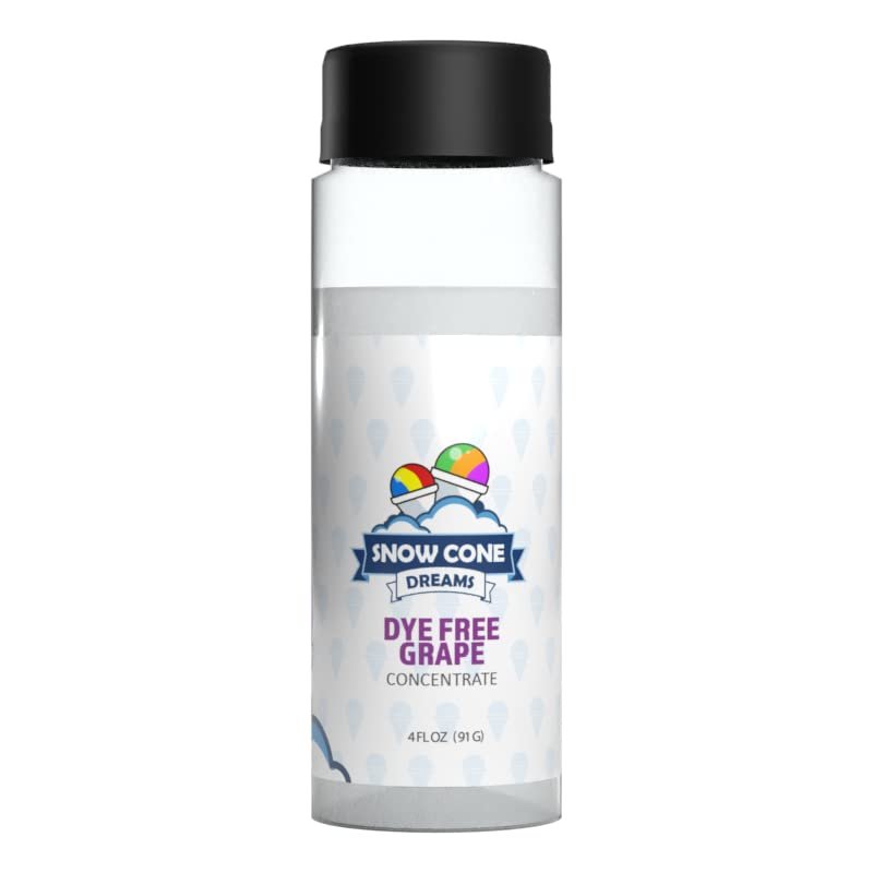 Dye Free Grape Snow Cone and Shaved Ice Flavor Concentrate | 4oz | Add Sugar and Water To Make 1 Gallon of Syrup | Snow Cone Dreams