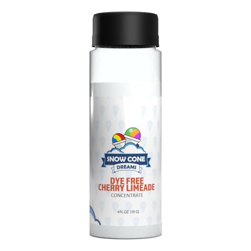 Dye Free Cherry Limeade Snow Cone and Shaved Ice Flavor Concentrate | 4oz | Add Sugar and Water To Make 1 Gallon of Syrup | Snow Cone Dreams