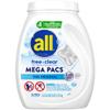 all Mega Pacs Laundry Detergent Pacs, Free Clear for Sensitive Skin, Unscented and Dye Free, 56 Count view 1