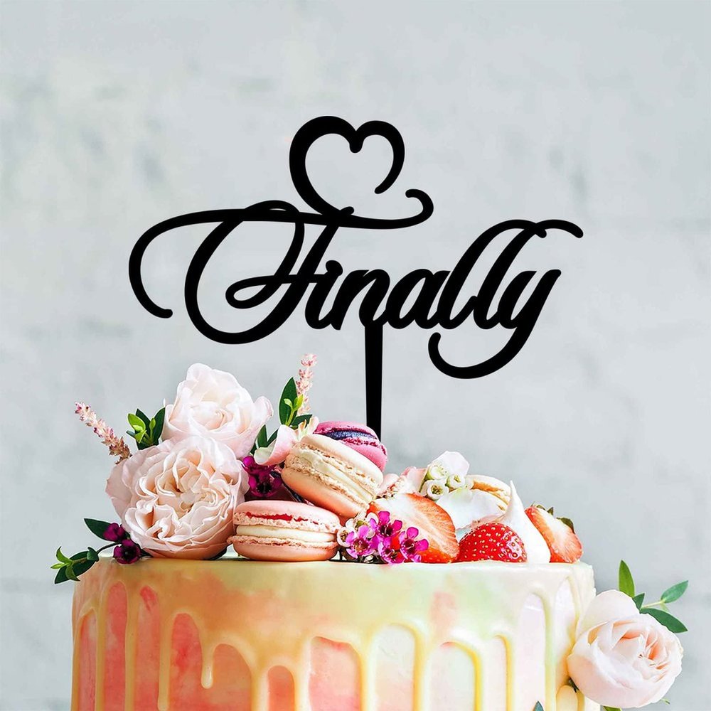 Finally Wedding Cake Topper, Finally Black Acrylic Cake Topper Wedding Decor, Engagement Cake Topper Decor, Unique Funny Wedding Cake Toppers
