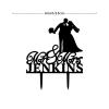 Kissing Couple Rustic Cake Topper Bride and Groom Silhouette Wedding Cake Toppers Custom Last Name Couple Married Gift Mr & Mrs Personalised Cake Topper Married Couple Cake Toppers Acrylic Black view 2