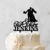 Kissing Couple Rustic Cake Topper Bride and Groom Silhouette Wedding Cake Toppers Custom Last Name Couple Married Gift Mr & Mrs Personalised Cake Topper Married Couple Cake Toppers Acrylic Black view 3
