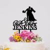 Kissing Couple Rustic Cake Topper Bride and Groom Silhouette Wedding Cake Toppers Custom Last Name Couple Married Gift Mr & Mrs Personalised Cake Topper Married Couple Cake Toppers Acrylic Black view 4