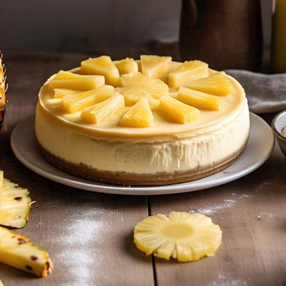 ANDY ANAND CHOCOLATIER Sugar Free Pineapple Cheesecake 9" (2.6 lbs) | No Preservatives Cheesecake & Diabetic-Friendly, You Won't Believe It's Sugar Free! | Freshly Made with California Cream Cheese, All-Natural