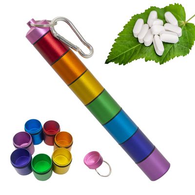 7 Day Pill Box Organiser Once A Day, Portable Metal Pill Case, Weekly Pill Organiser Small Pill Holder Keychain, Waterproof Daily Travel Pill Container, 2pcs