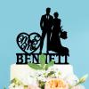 Bride Groom Silhouette Mr And Mrs Wedding Cake Toppers Mr And Mrs Cake Toppers Customized Last Name & Date Acrylic Cake Topper Rustic Engagement Cake Toppers for Wedding Anniversary Bridal Shower view 1