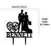 Bride Groom Silhouette Mr And Mrs Wedding Cake Toppers Mr And Mrs Cake Toppers Customized Last Name & Date Acrylic Cake Topper Rustic Engagement Cake Toppers for Wedding Anniversary Bridal Shower view 2