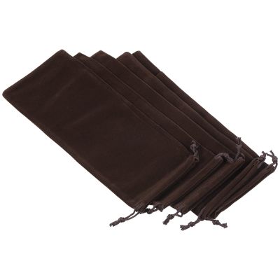 PATIKIL 25x10cm Microfiber Pouch, 10Pcs Soft Storage Drawstring Gift Bag for Glasses Wedding, Brown