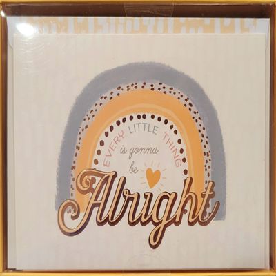 Molly & Rex Every Little Thing is Going to be Alright Rainbow Note Cards with Rose Gold Accents | 12 blank cards | Coordinating Cream Envelopes | 3.5" x 5" size