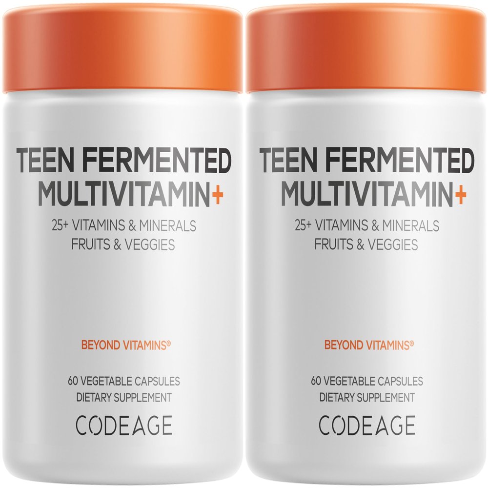 Codeage Teen Multivitamin Supplement  Daily Vitamins and Minerals for Teen Boys and Girls  Organic Whole Food Formula with Omega-3 and Vitamins A to K - 2 Pack
