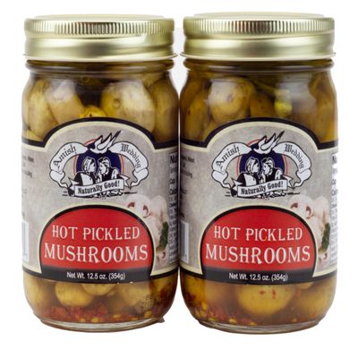 Amish Wedding Hot Pickled Mushrooms 12.5oz (Pack of 2)