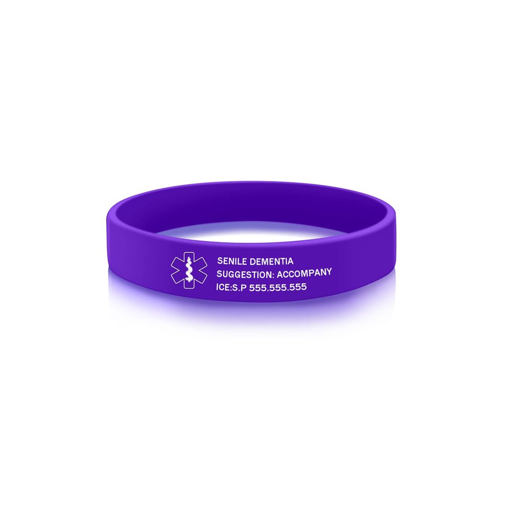 YITUB Personalized Medical ID Bracelet Free-Engraving Silicone Alert Bracelet Custom Emergency Bracelets for Men Women (Purple)