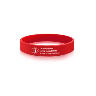 YITUB Personalized Medical ID Bracelet Free Engraving Silicone Alert Bracelet Custom Emergency Bracelets for Men Women (Red)