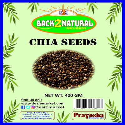 Back2Natural Chia Seeds 400gm ~ All Natural | Vegan | Gluten Friendly | NON-GMO | Indian Origin