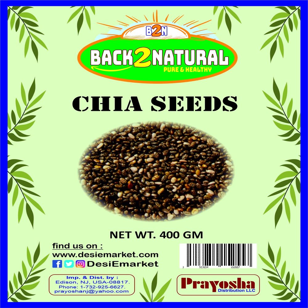Back2Natural Chia Seeds 400gm ~ All Natural | Vegan | Gluten Friendly | NON-GMO | Indian Origin