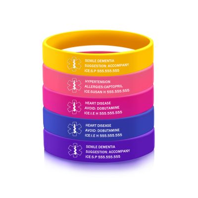 YITUB Personalized Medical ID Bracelet Free Engraving Silicone Alert Bracelet Custom Emergency Bracelets for Men Women (z-5 PCS)