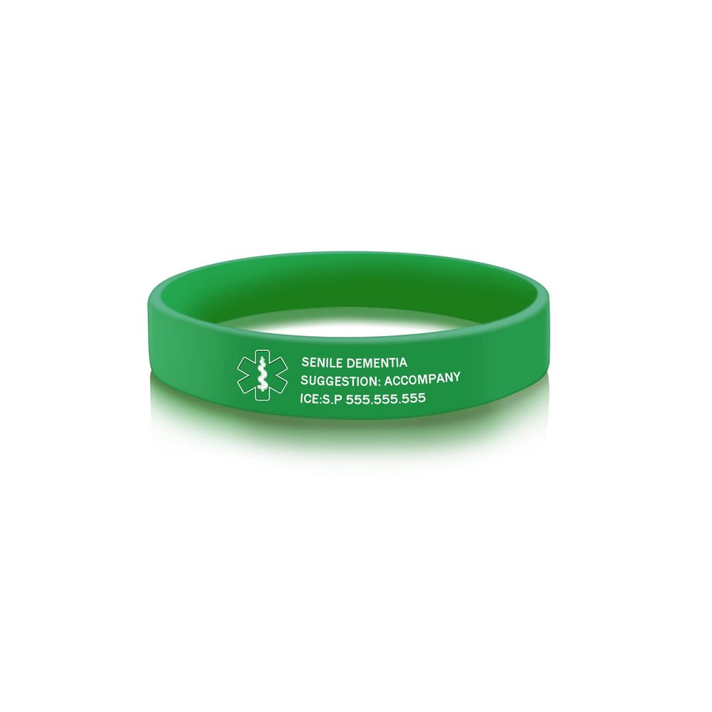 YITUB Personalized Medical ID Bracelet Free Engraving Silicone Alert Bracelet Custom Emergency Bracelets for Men Women (Green)