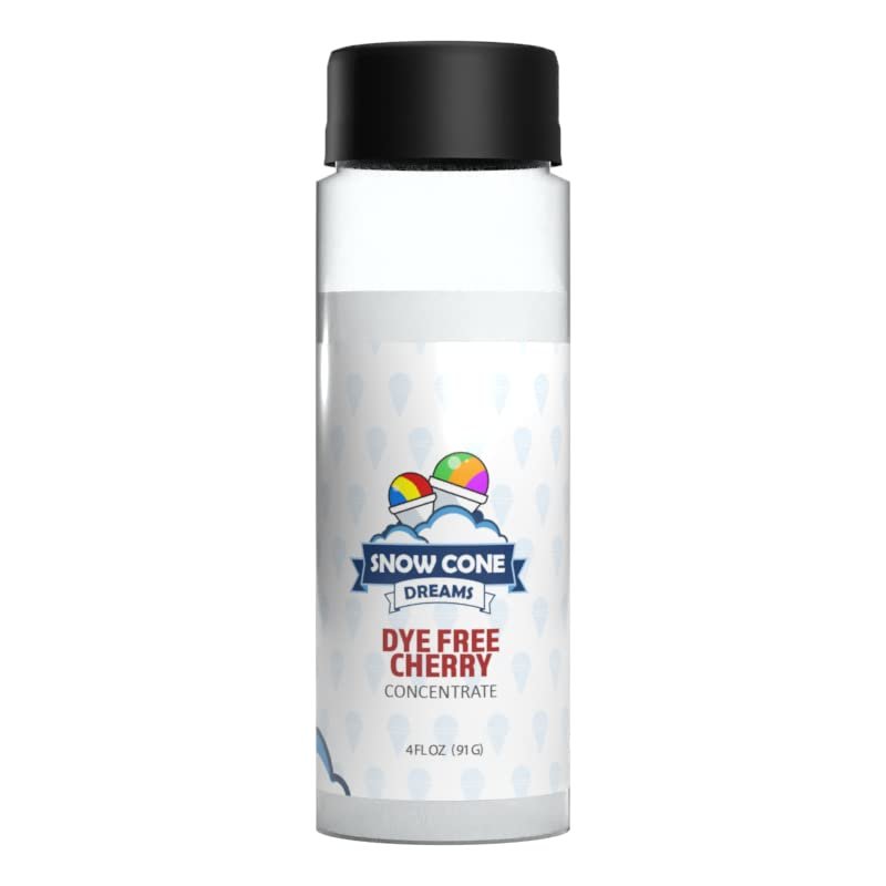 Dye Free Cherry Snow Cone and Shaved Ice Flavor Concentrate | 4oz Add Sugar Water To Make 1 Gallon of Syrup Dreams, 4 Fl Oz (Pack of 1)