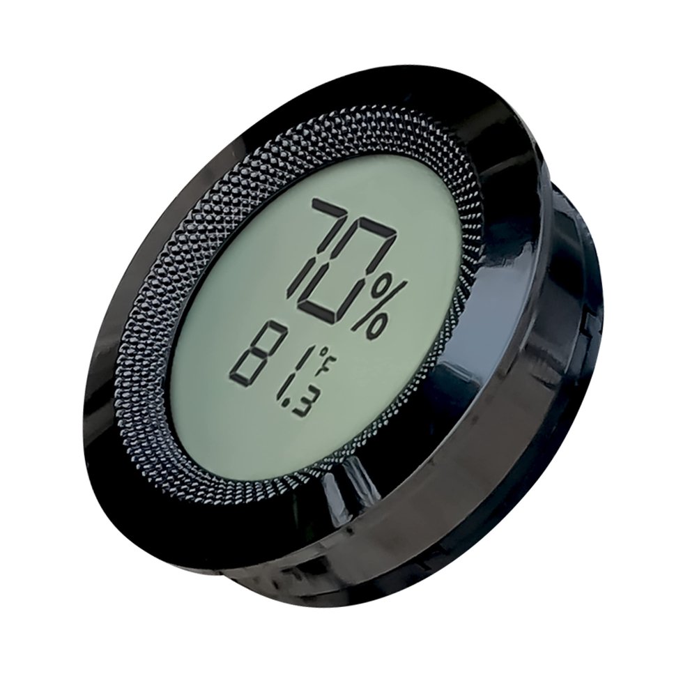 Prestige Import Group Round 2" Digital Hygrometer Thermometer for Cigar Humidors - Gun Metal - 1 Piece