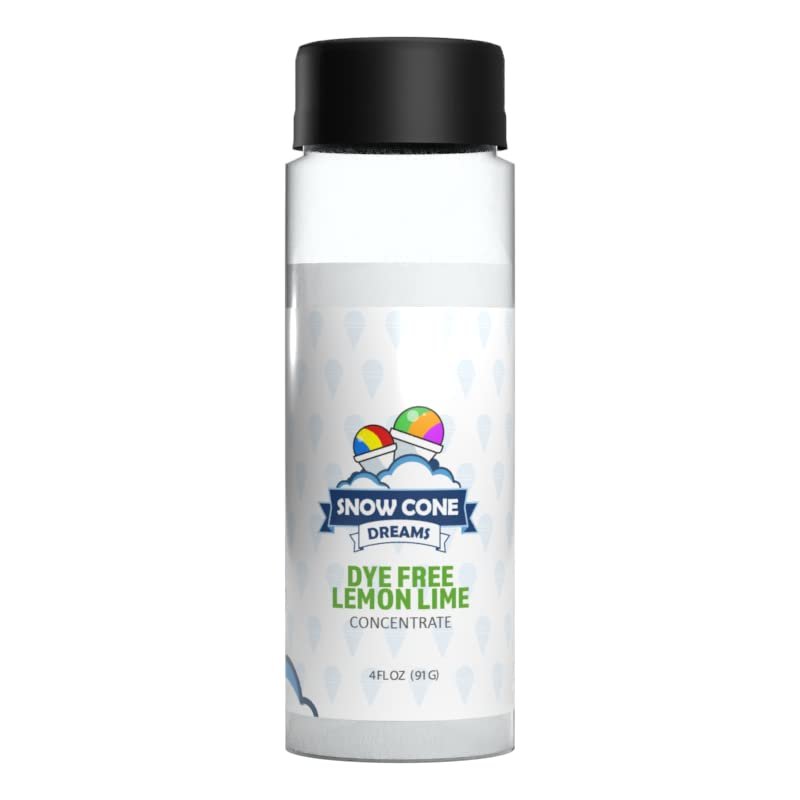 Dye Free Lemon Lime Snow Cone and Shaved Ice Flavor Concentrate | 4oz | Add Sugar and Water To Make 1 Gallon of Syrup | Snow Cone Dreams