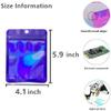 100 Pack Resealable Mylar Bags Smell Proof Bags Packaging Plastic Bag with Clear Holographic Rainbow Window Mylar Storage Bags For Candy,Jewelry,Screw (3.93 x 5.9 inch, Holographic Blue) view 2