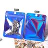 100 Pack Resealable Mylar Bags Smell Proof Bags Packaging Plastic Bag with Clear Holographic Rainbow Window Mylar Storage Bags For Candy,Jewelry,Screw (3.93 x 5.9 inch, Holographic Blue) view 3