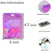 100 Pack Resealable Mylar Bags Smell Proof Bags Packaging Plastic Bag with Clear Holographic Rainbow Window Mylar Storage Bags For Candy,Jewelry,Screw (3 x 4.7 inch, Holographic Pink) view 2