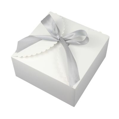 WEWILUCK Large White Gift Box, 10 Pack Decorative Gift Boxes with Ribbons for Presents Bulk(8x8x4 Inches)