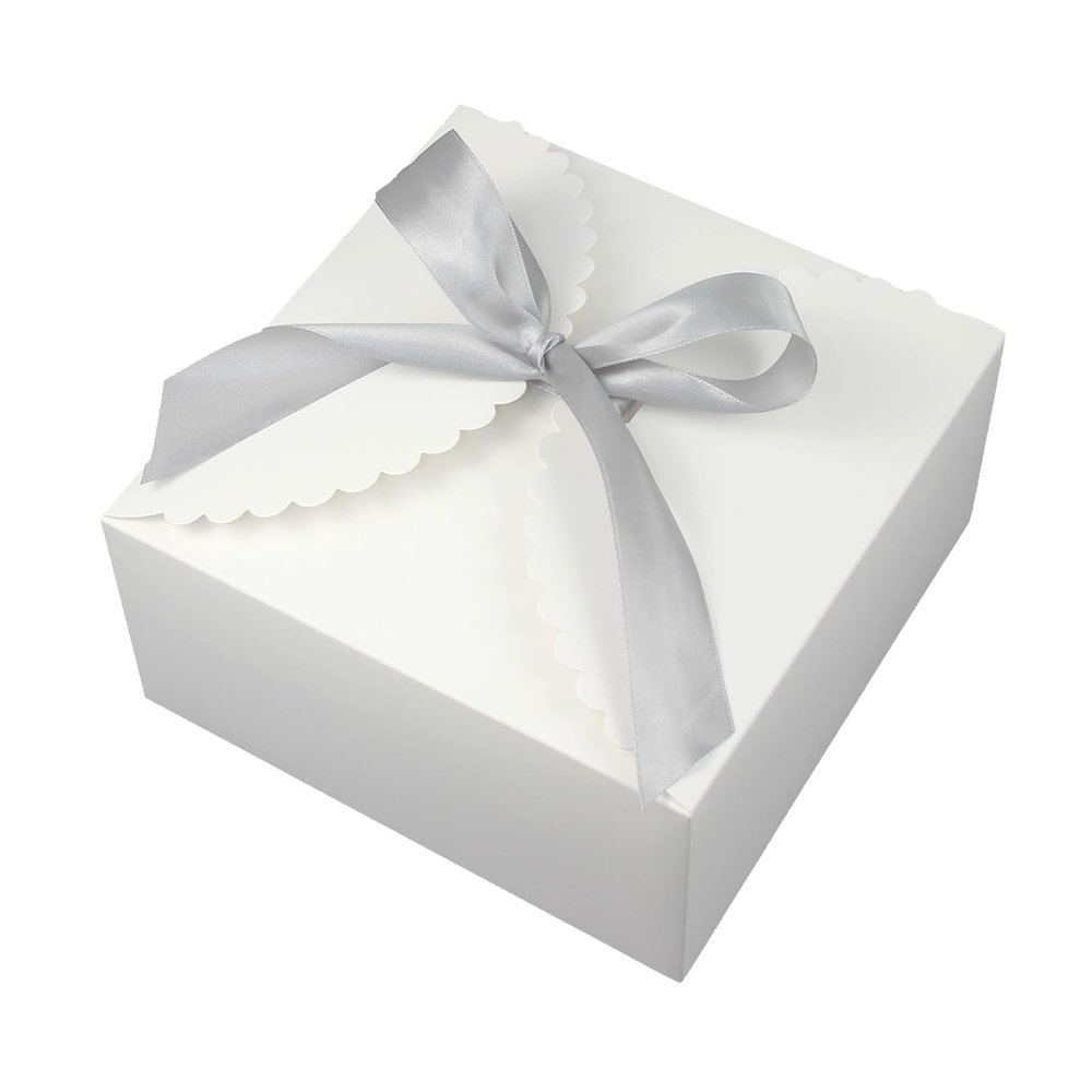 WEWILUCK Large White Gift Box, 10 Pack Decorative Gift Boxes with Ribbons for Presents Bulk(8x8x4 Inches)