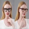 REAVEE 2 Pack Oprah Style Oversized Reading Glasses for Women Men Blue Light Blocking, Ladies Stylish Retro Square Large Computer Readers (Black/Leopard 1.25x) view 4