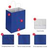 Oikss 100 Pack 8x4.75x10 Inch Medium Royal Blue Kraft Paper Bags with Handles Bulk for Birthday Wedding Party Favors Grocery Retail Shopping Business Goody Craft Gift Bags Sacks, (100pcs Count) view 3