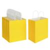 Oikss 100 Pack 8x4.75x10 Inch Medium Yellow Kraft Paper Bags with Handles Bulk for Birthday Wedding Party Favors Grocery Retail Shopping Business Takeout Goody Craft Gift Bags Sacks, (100pcs Count) view 1