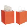 Oikss 100 Pack 8x4.75x10 Inch Medium Orange Kraft Paper Bags with Handles Bulk for Birthday Wedding Party Favors Grocery Retail Shopping Business Takeout Goody Craft Gift Bags Sacks, (100pcs Count) view 1