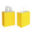 Oikss 50 Pack 8x4.75x10 Inch Medium Yellow Kraft Paper Bags with Handles Bulk for Birthday Wedding Party Favors Grocery Retail Shopping Takeout Business Goody Craft Gift Bags Sacks, (50pcs Count) view 1