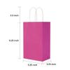 Oikss 50 Pack 5.25x3.25x8.25 Inch Small Hot Pink Kraft Paper Bags with Handles Bulk for Birthday Wedding Party Favors Grocery Retail Shopping Business Goody Craft Gift Bags Sacks (Fuchsia 50pcs Count) view 2