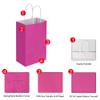 Oikss 50 Pack 5.25x3.25x8.25 Inch Small Hot Pink Kraft Paper Bags with Handles Bulk for Birthday Wedding Party Favors Grocery Retail Shopping Business Goody Craft Gift Bags Sacks (Fuchsia 50pcs Count) view 3